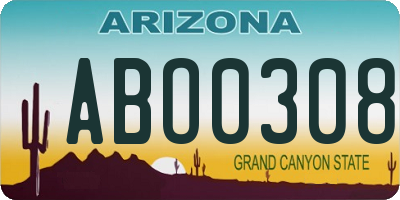 AZ license plate ABO0308