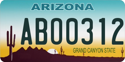 AZ license plate ABO0312