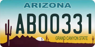AZ license plate ABO0331