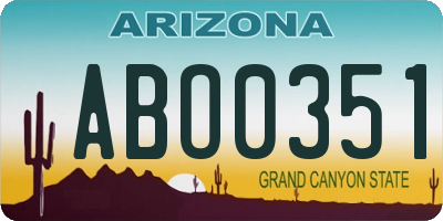 AZ license plate ABO0351