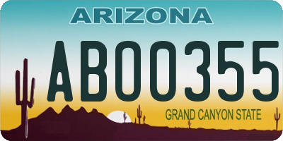 AZ license plate ABO0355