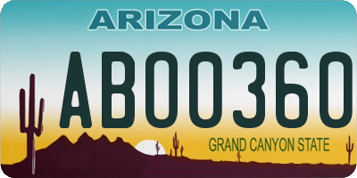 AZ license plate ABO0360