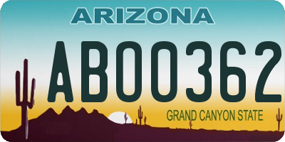 AZ license plate ABO0362