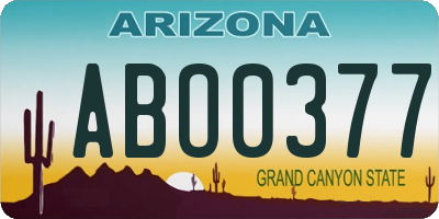 AZ license plate ABO0377