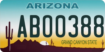 AZ license plate ABO0388