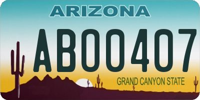 AZ license plate ABO0407