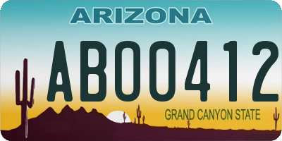 AZ license plate ABO0412