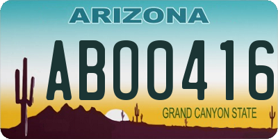 AZ license plate ABO0416