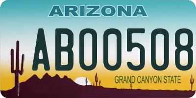 AZ license plate ABO0508