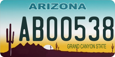 AZ license plate ABO0538