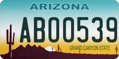 AZ license plate ABO0539