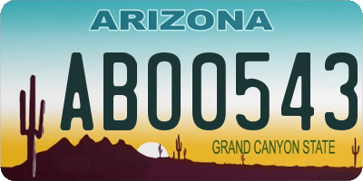 AZ license plate ABO0543