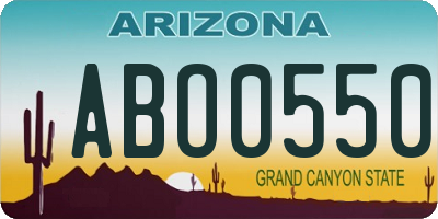 AZ license plate ABO0550