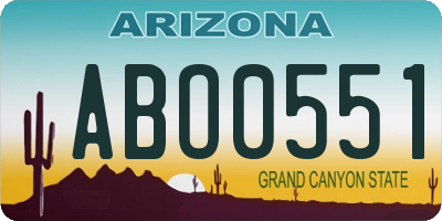 AZ license plate ABO0551