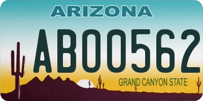 AZ license plate ABO0562