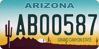 AZ license plate ABO0587