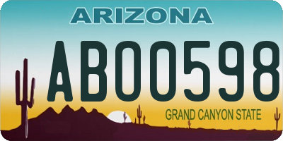 AZ license plate ABO0598