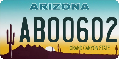 AZ license plate ABO0602