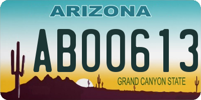 AZ license plate ABO0613