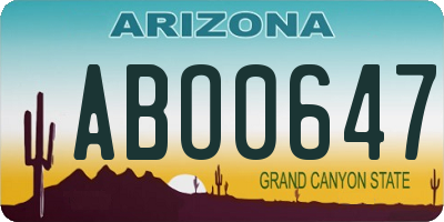 AZ license plate ABO0647