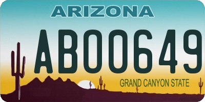 AZ license plate ABO0649