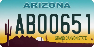 AZ license plate ABO0651