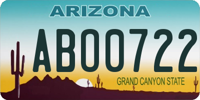 AZ license plate ABO0722