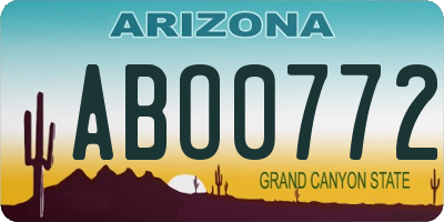 AZ license plate ABO0772