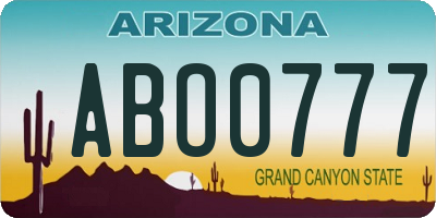 AZ license plate ABO0777