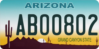 AZ license plate ABO0802