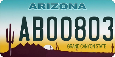 AZ license plate ABO0803