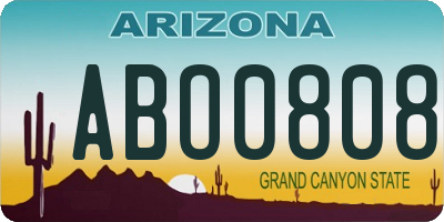 AZ license plate ABO0808