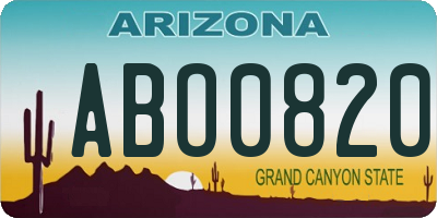AZ license plate ABO0820