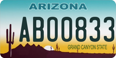 AZ license plate ABO0833