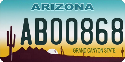 AZ license plate ABO0868