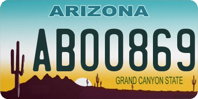 AZ license plate ABO0869