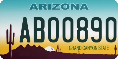 AZ license plate ABO0890