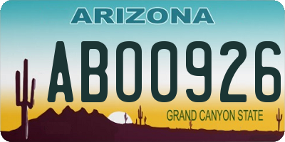 AZ license plate ABO0926