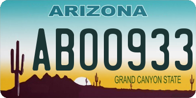 AZ license plate ABO0933
