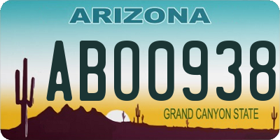 AZ license plate ABO0938
