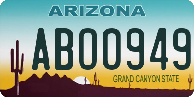 AZ license plate ABO0949