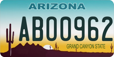 AZ license plate ABO0962