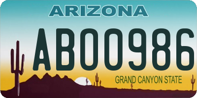 AZ license plate ABO0986