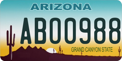 AZ license plate ABO0988