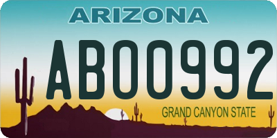AZ license plate ABO0992