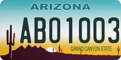AZ license plate ABO1003