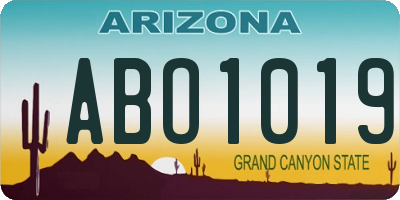AZ license plate ABO1019