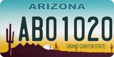 AZ license plate ABO1020