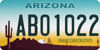 AZ license plate ABO1022