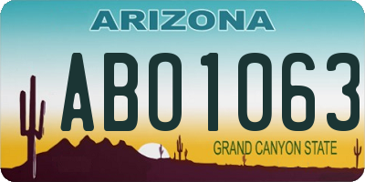 AZ license plate ABO1063